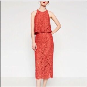 Zara Red Lace Skirt Set